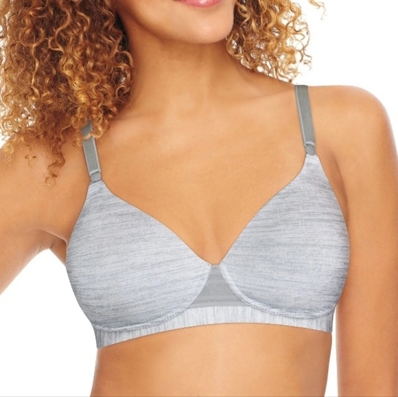 Hanes Other - Hanes Gray/Silver Full-Coverage Bra with Soft Molded Cups - 2XL